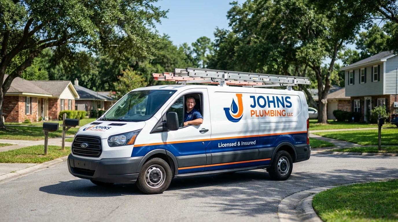Johns Plumbing LLC service van in Port Republic, NJ