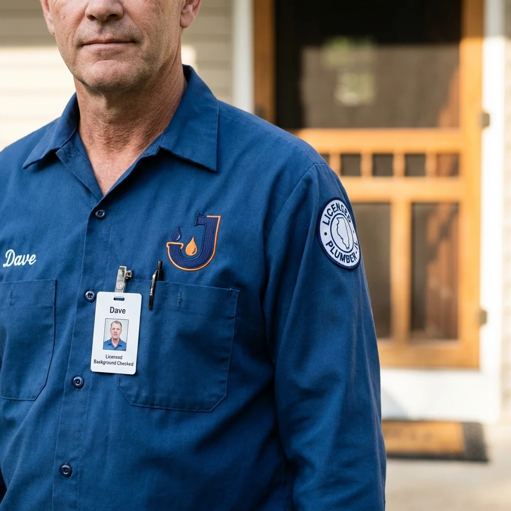 Licensed plumber showing ID badge in Port Republic, NJ