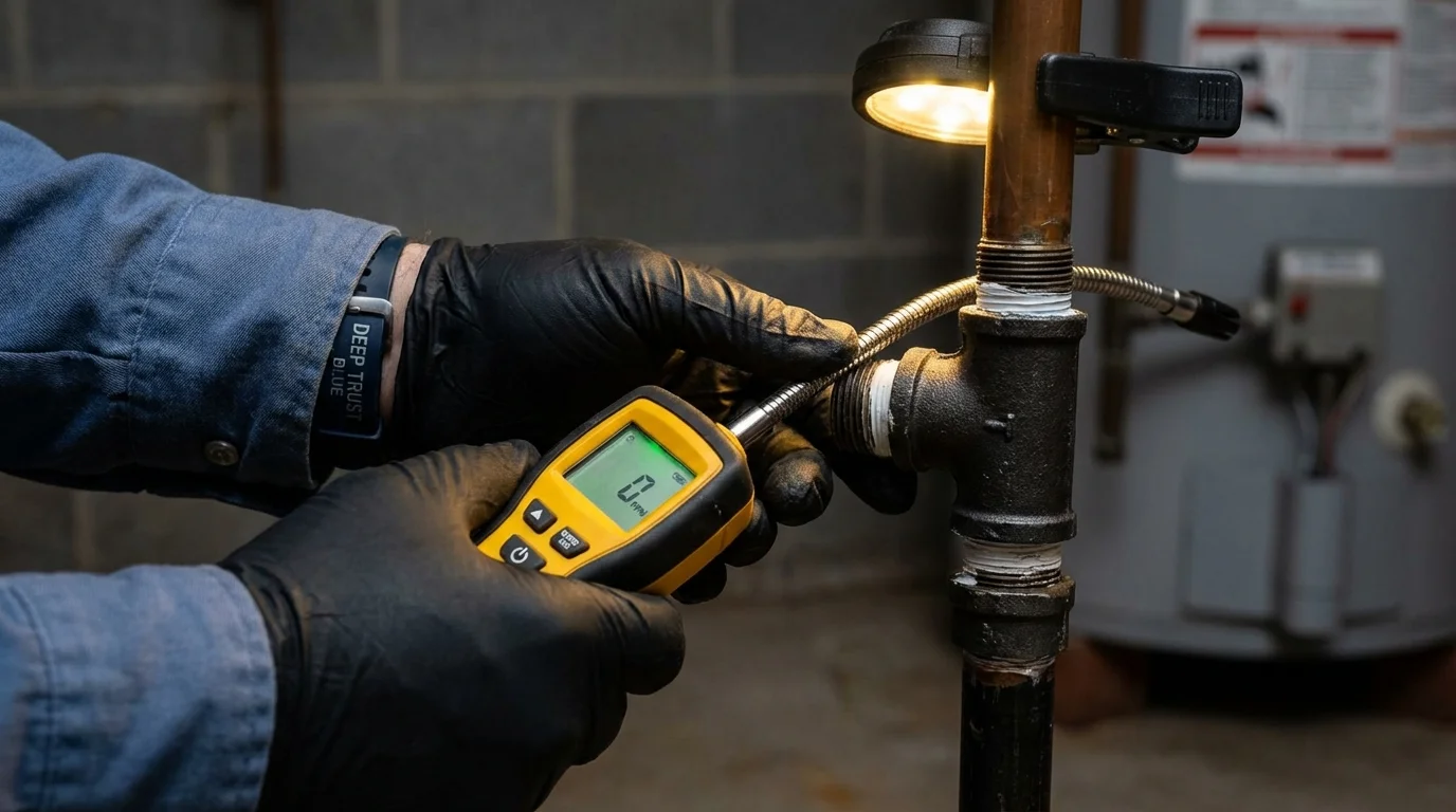 Gas leak detection with electronic sniffer by Johns Plumbing LLC in Port Republic