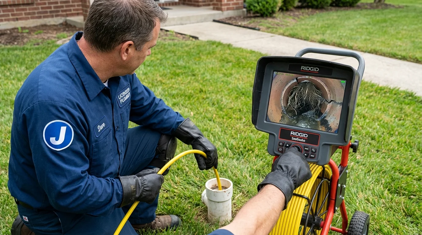 Sewer camera inspection being performed by Johns Plumbing LLC in Port Republic