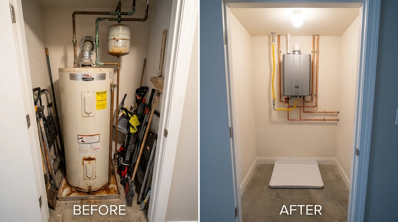 Tank water heater versus wall-mounted tankless unit comparison for Port Republic, NJ homeowners