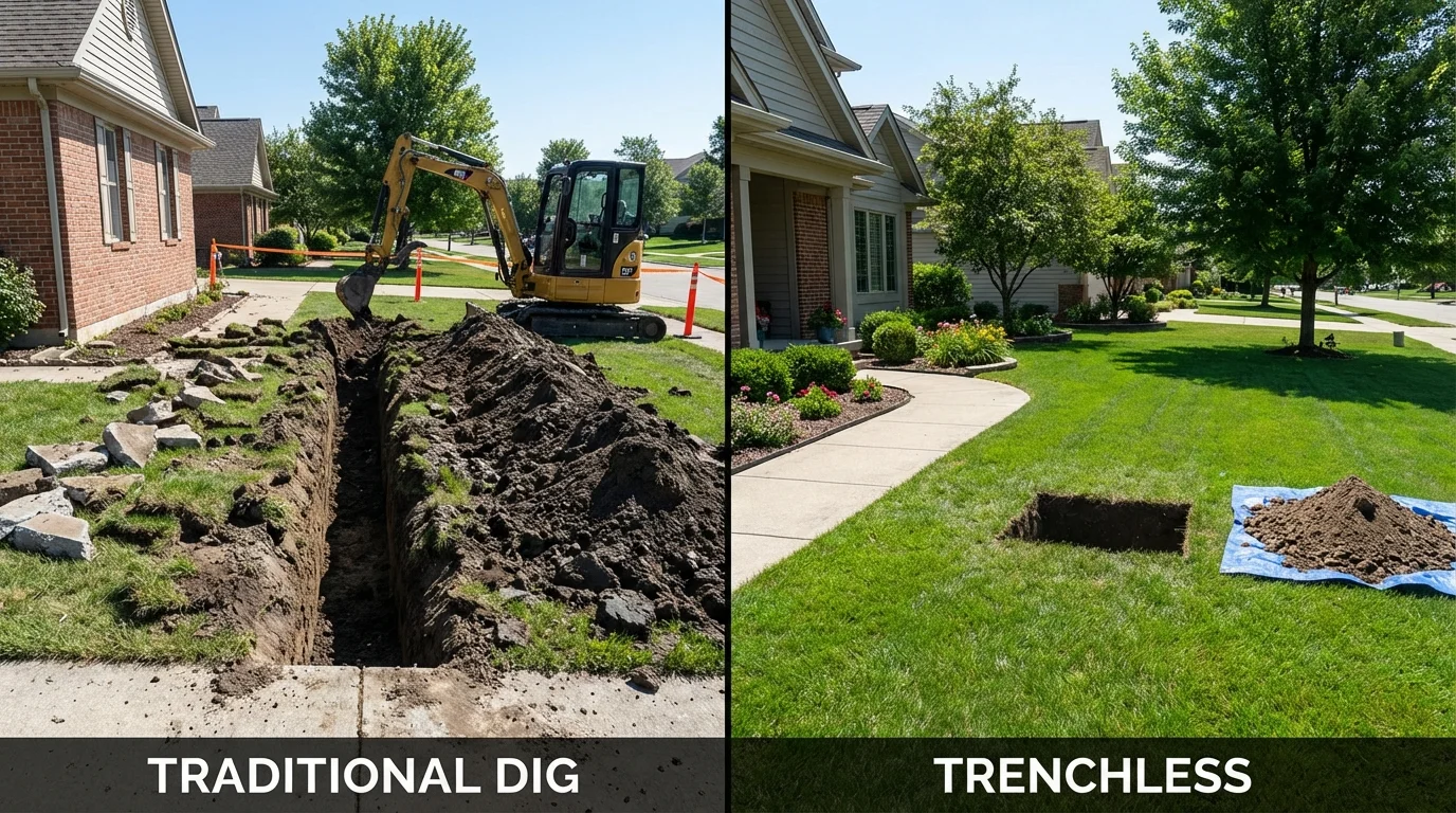 Trenchless sewer repair with minimal yard damage versus traditional excavation in Port Republic, NJ